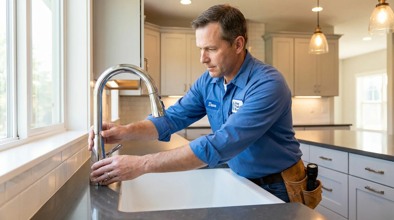 Kitchen faucet installation by Johns Plumbing LLC in Hugo